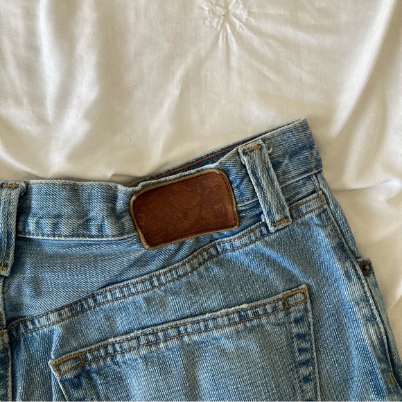 Eddie Bauer 32x32 (hemmed to 32x30 with a raw edge) upcycled jeans in blue wash - Picture 11 of 11